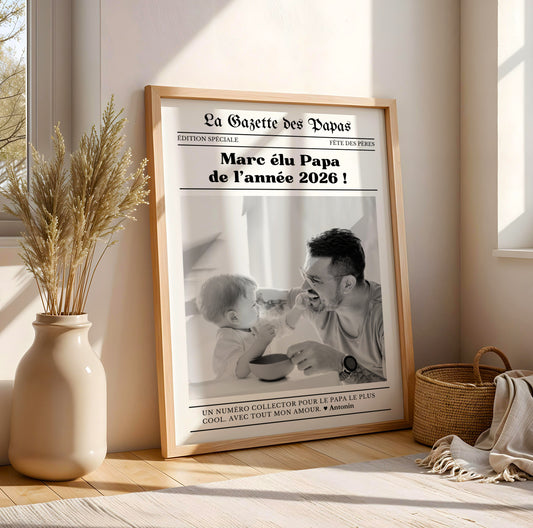 Affiche Papa Personnalisée - La Gazette des Papas – Cadeau Fête des Pères