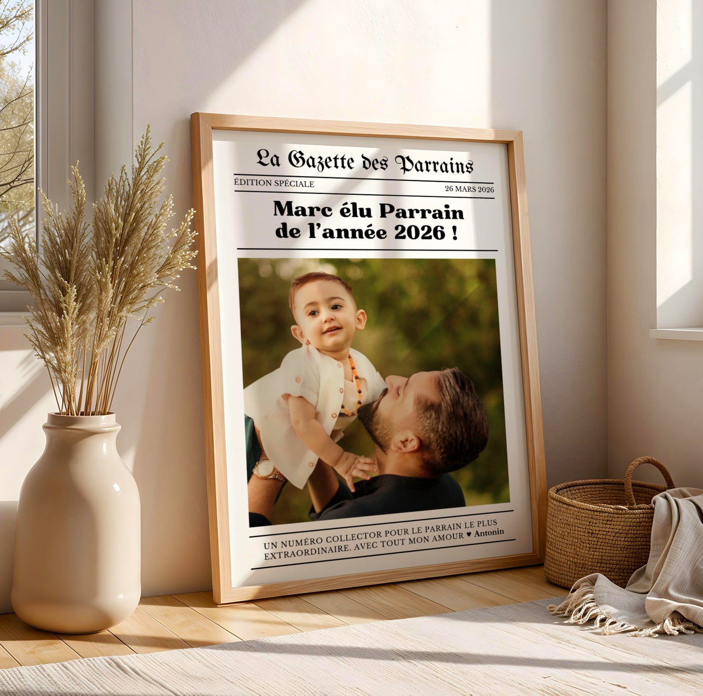 Affiche Parrain Personnalisée - La Gazette des Parrains – Cadeau Baptême