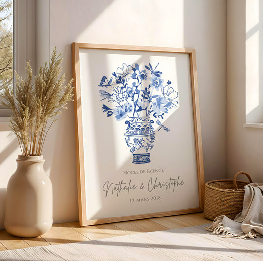Affiche couple noces de faïence - 9 ans de mariage