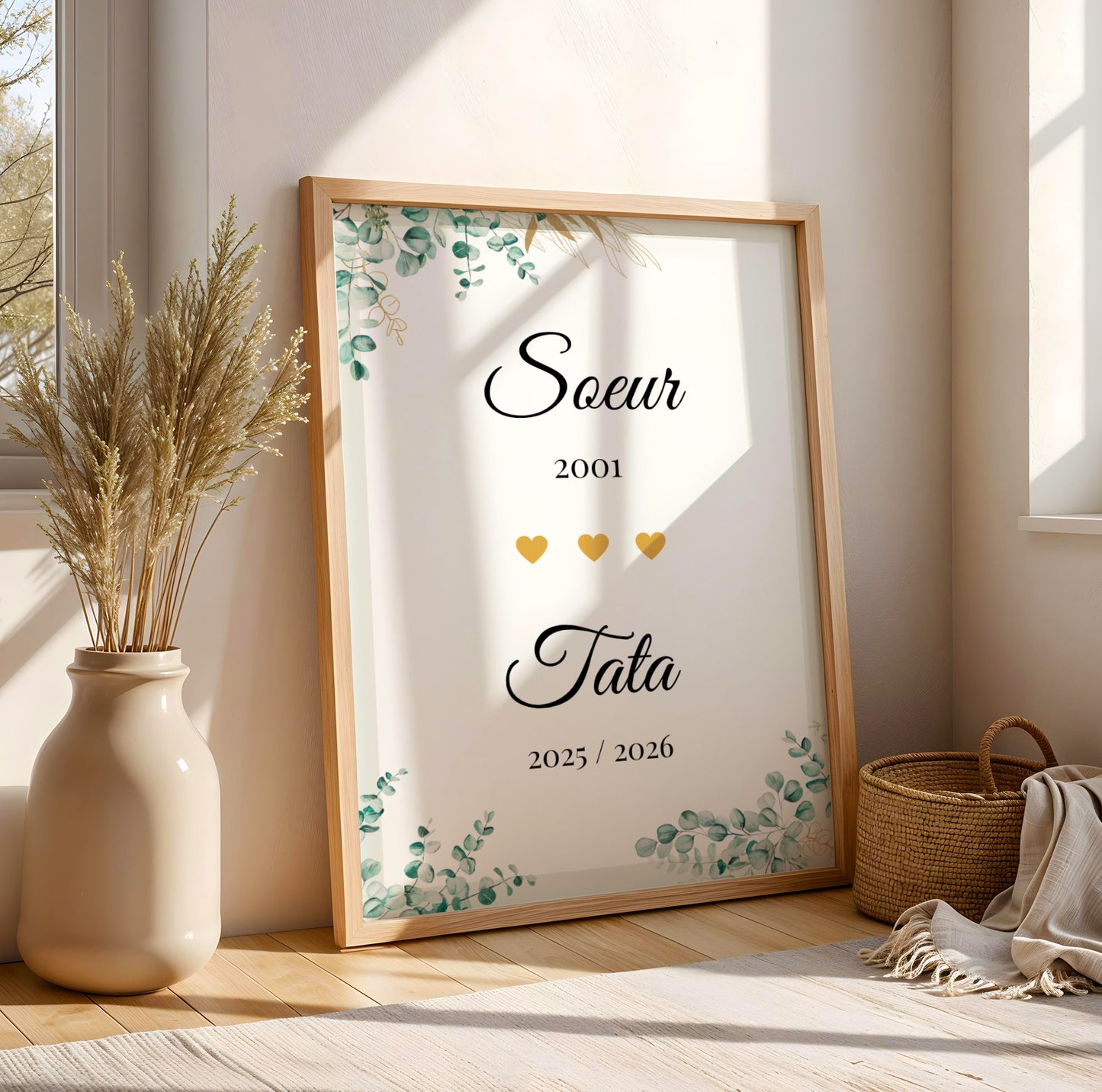 Affiche sœur tata personnalisée - cadeau annonce de grossesse tata