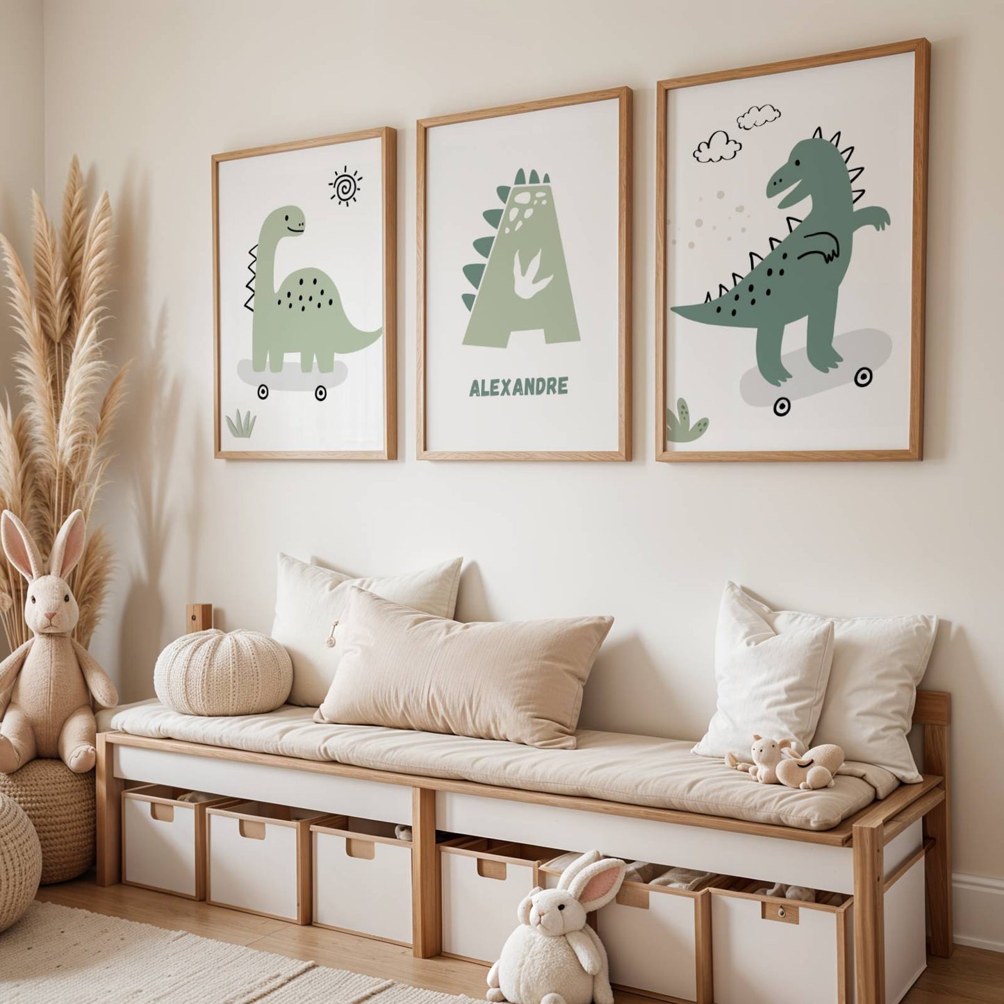 Set de 3 Affiches Dinosaure Enfant - Décoration Chambre Dinosaure