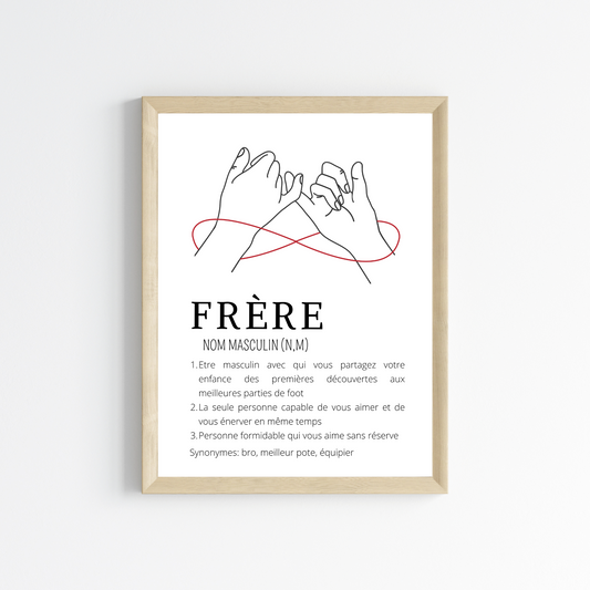 Affiche définition frère avec prénoms - Cadeau personnalisé frère par Le Temps des Paillettes - Le Temps des Paillettes