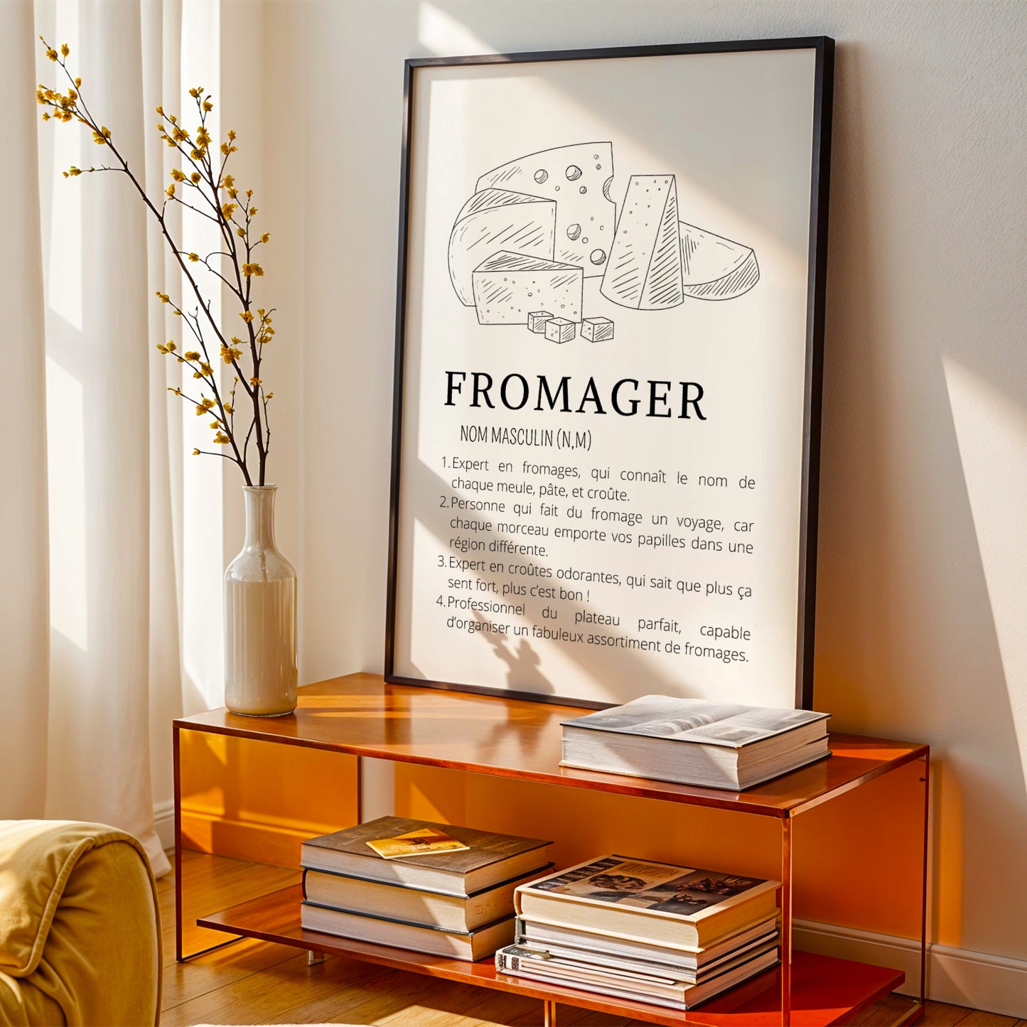 Affiche définition fromager - Affiche minimaliste pour fromagerie - Décoration fromagerie crémerie