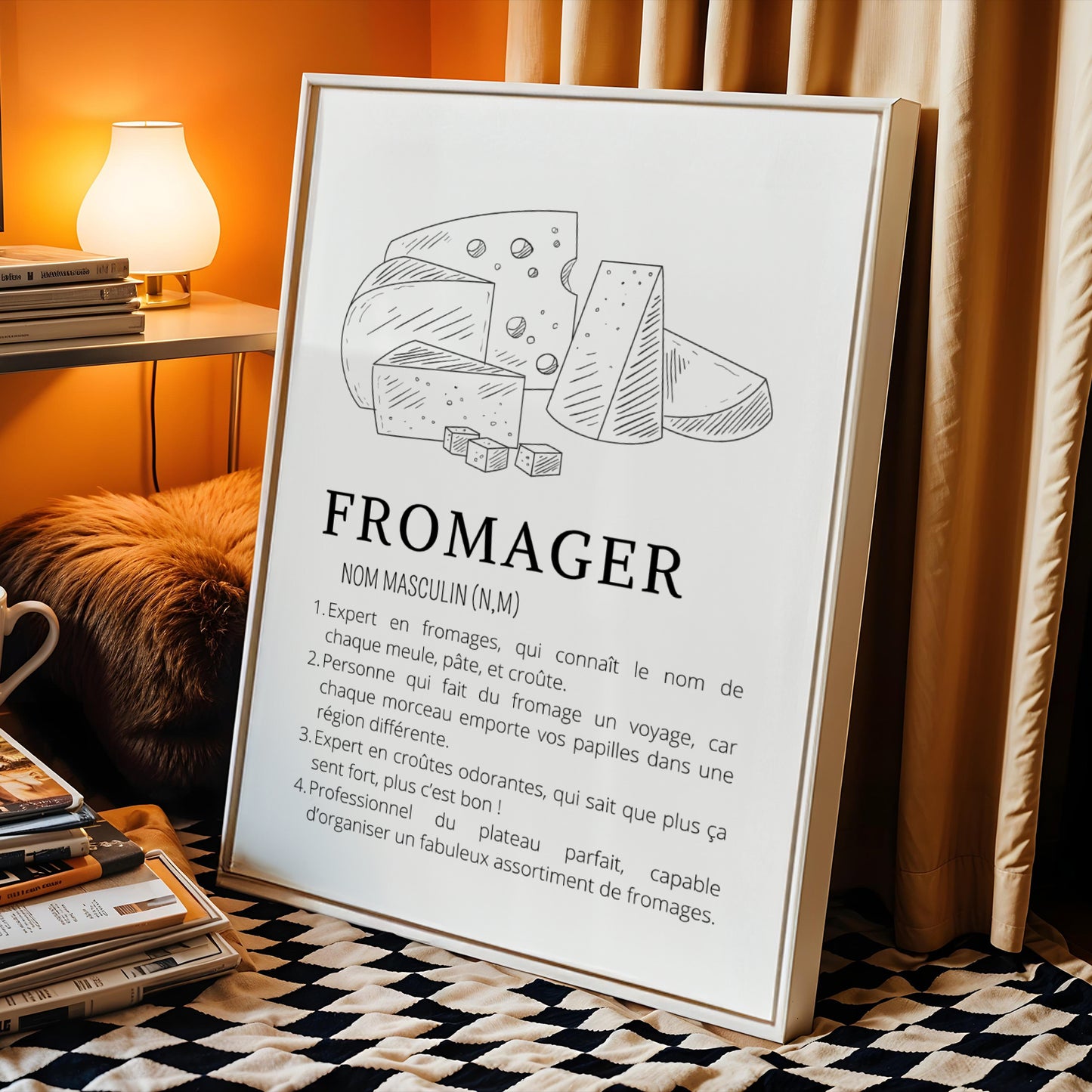 Affiche définition fromager - Affiche minimaliste pour fromagerie - Décoration fromagerie crémerie