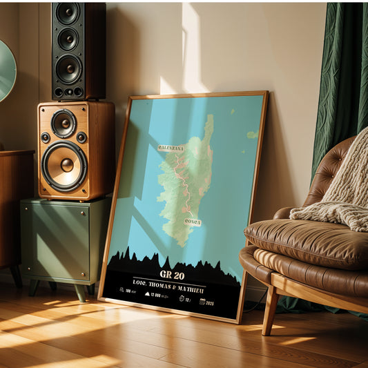 Affiche GR20 personnalisable – Souvenir de randonnée en Corse
