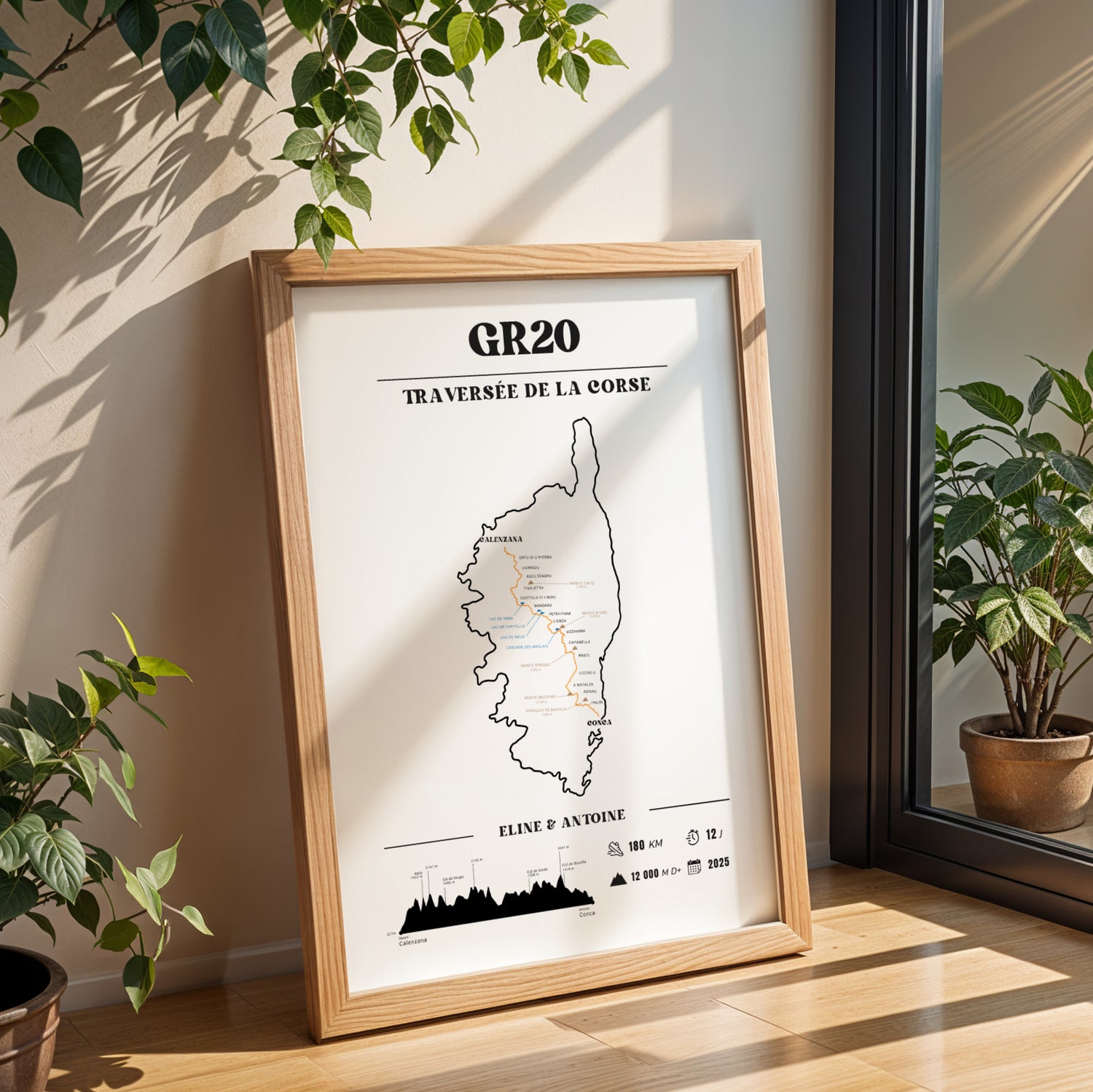 Affiche GR20 personnalisable – Souvenir de randonnée en Corse - Noir et blanc - Image 3