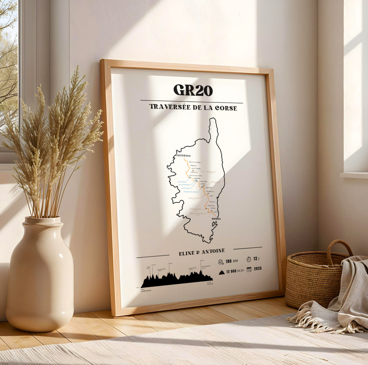 Affiche GR20 personnalisable – Souvenir de randonnée en Corse - Noir et blanc - Image 4