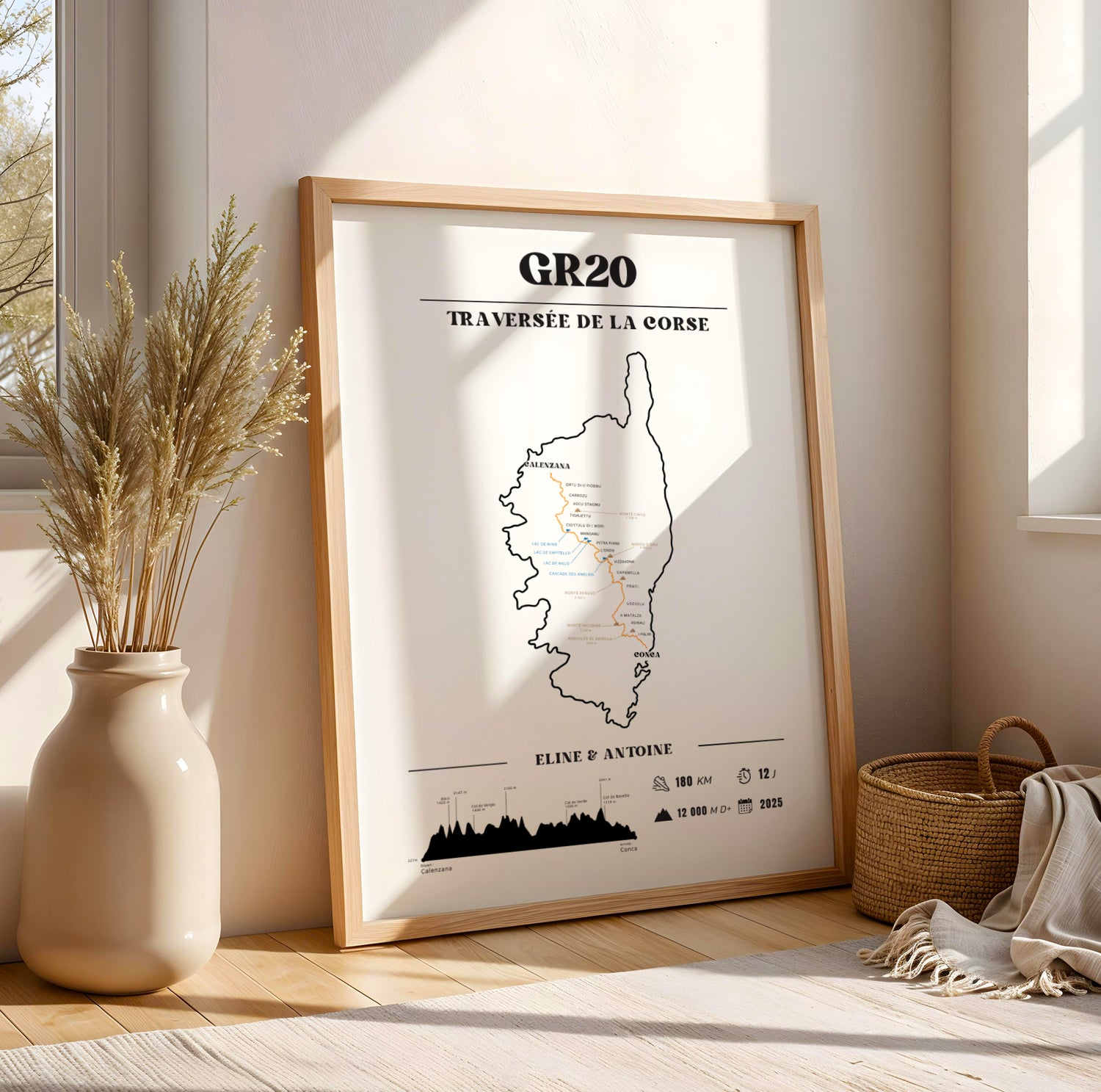 Affiche GR20 personnalisable – Souvenir de randonnée en Corse - Noir et blanc - Image 4