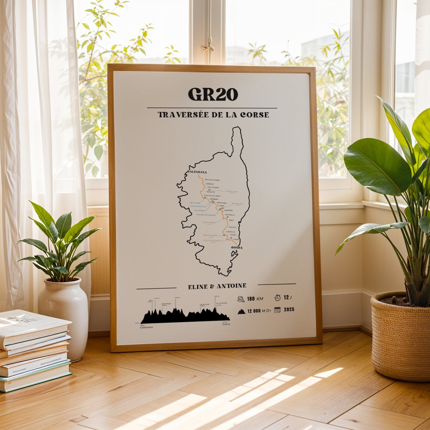 Affiche GR20 personnalisable – Souvenir de randonnée en Corse - Noir et blanc - Image 5