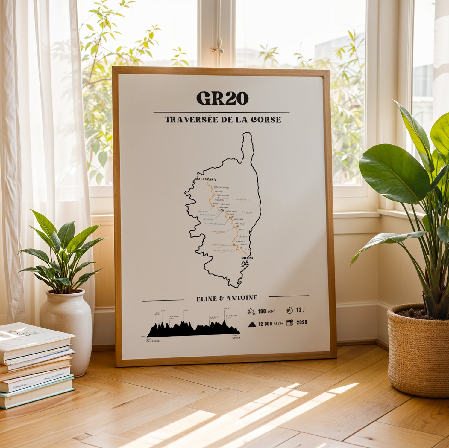 Affiche GR20 personnalisable – Souvenir de randonnée en Corse - Noir et blanc - Image 5