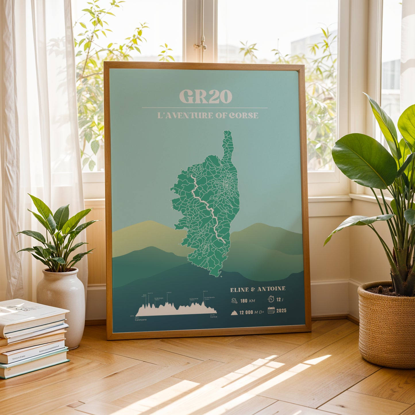 Affiche GR20 personnalisable - Poster voyage vintage bleu – Souvenir de randonnée en Corse - Image 4