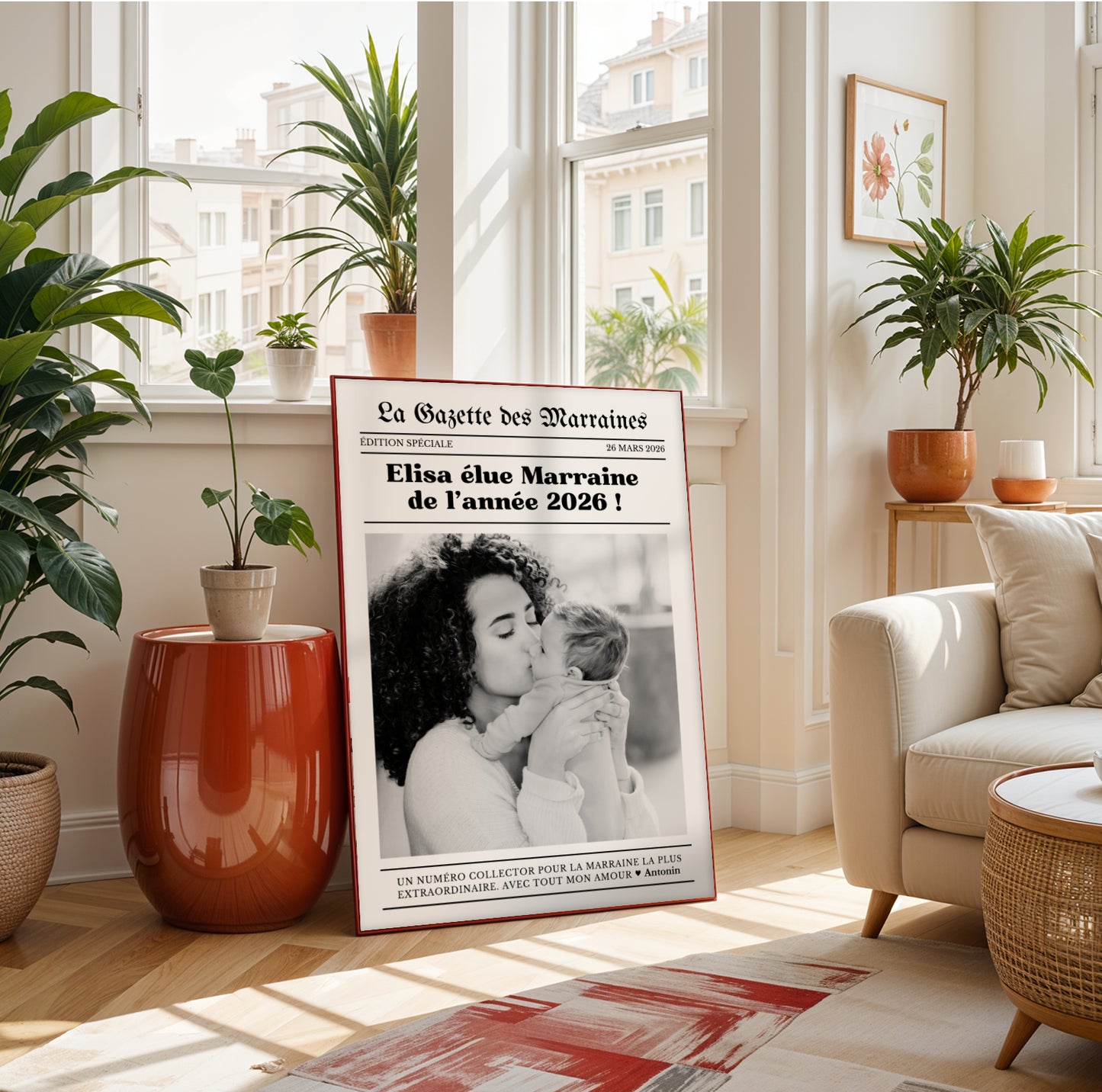 Affiche Marraine - La Gazette des Marraines – Cadeau Baptême ou Anniversaire – Idée Cadeau Marraine