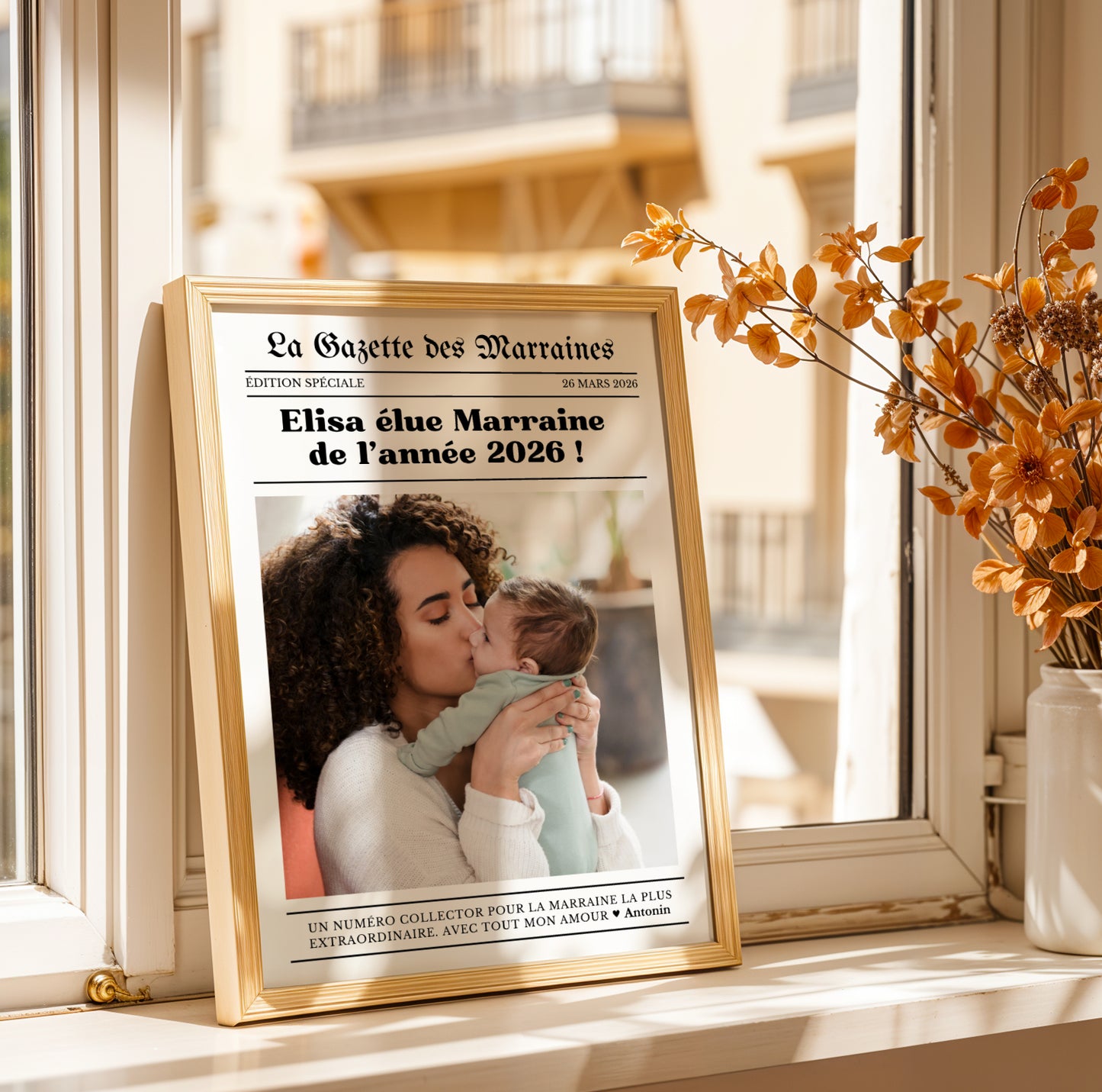 Affiche Marraine - La Gazette des Marraines – Cadeau Baptême ou Anniversaire – Idée Cadeau Marraine