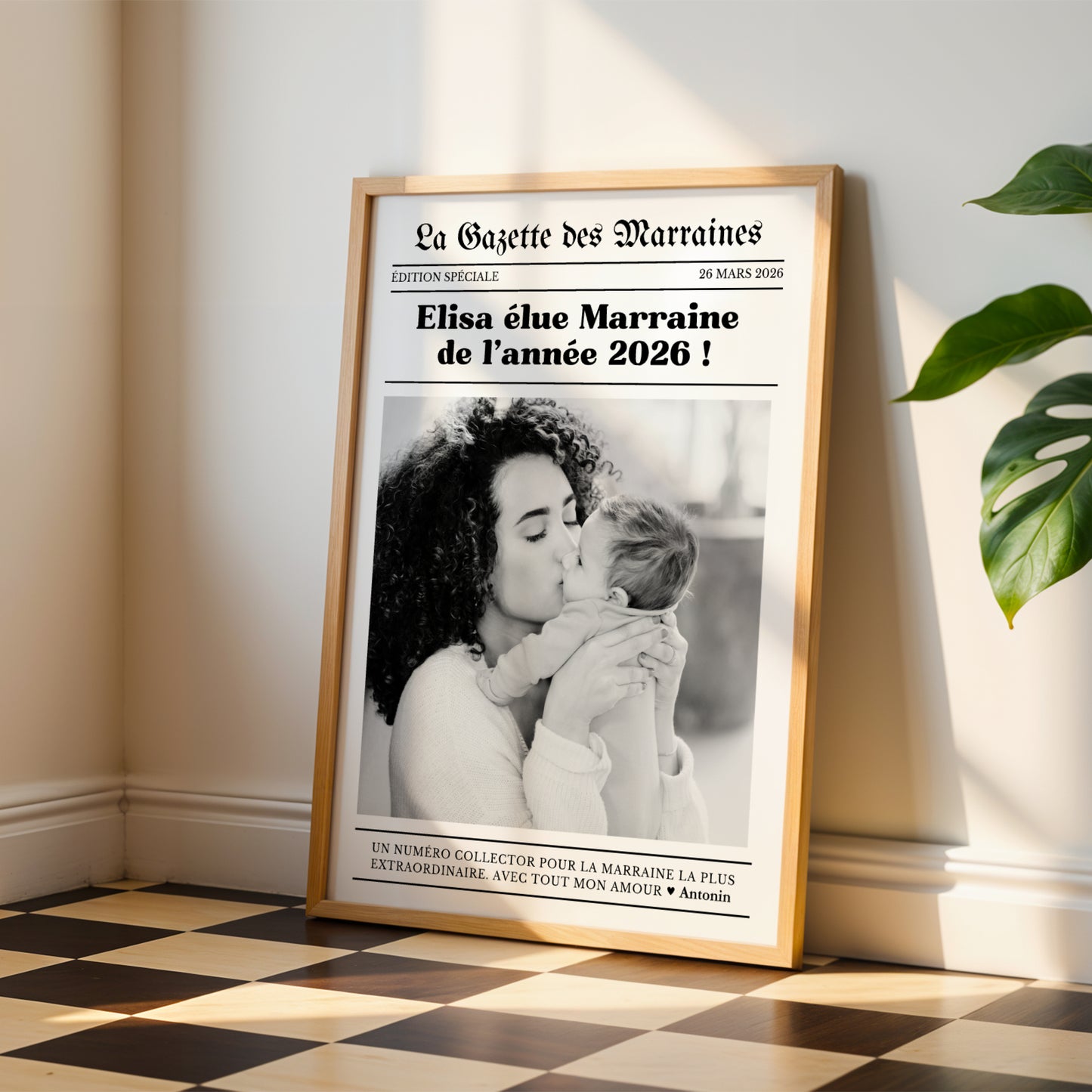 Affiche Marraine - La Gazette des Marraines – Cadeau Baptême ou Anniversaire – Idée Cadeau Marraine
