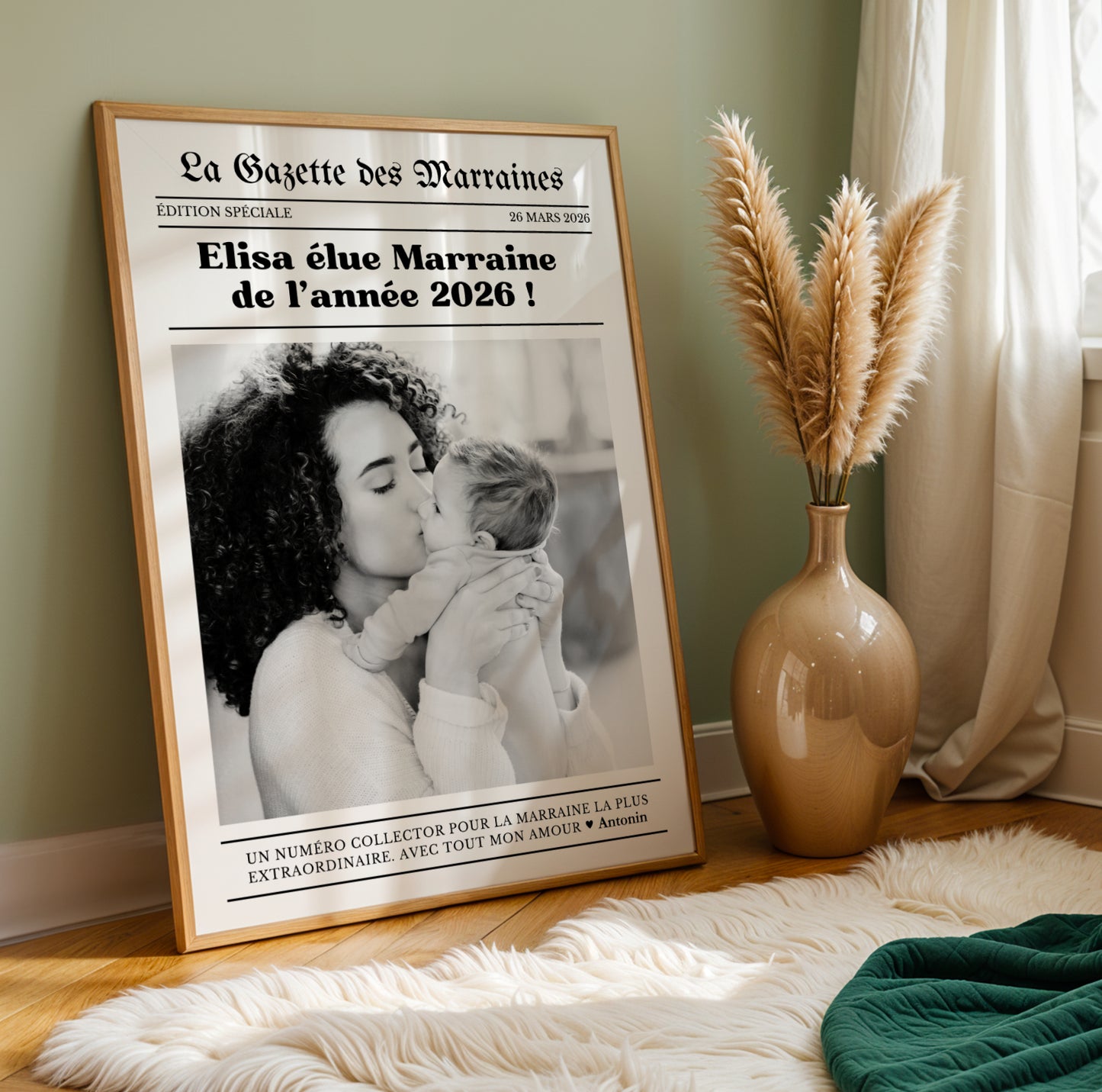Affiche Marraine - La Gazette des Marraines – Cadeau Baptême ou Anniversaire – Idée Cadeau Marraine