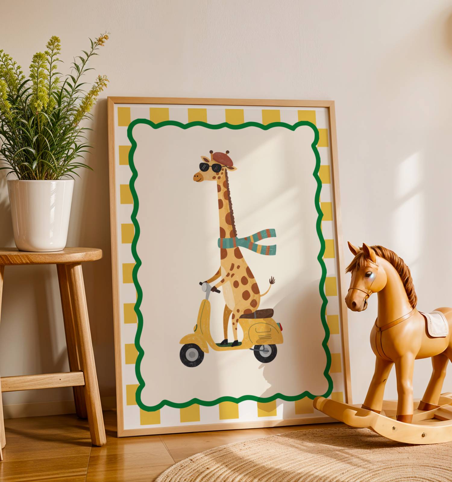 Affiche Girafe Scooter – Poster Coloré Animaux Rigolos Chambre Enfant Dopamine Decor Cadeau Naissance - Image 3