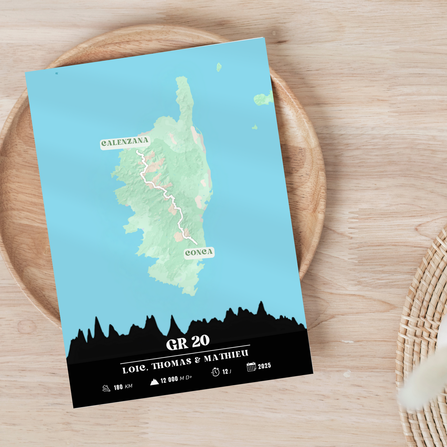 Affiche GR20 personnalisable – Souvenir de randonnée en Corse