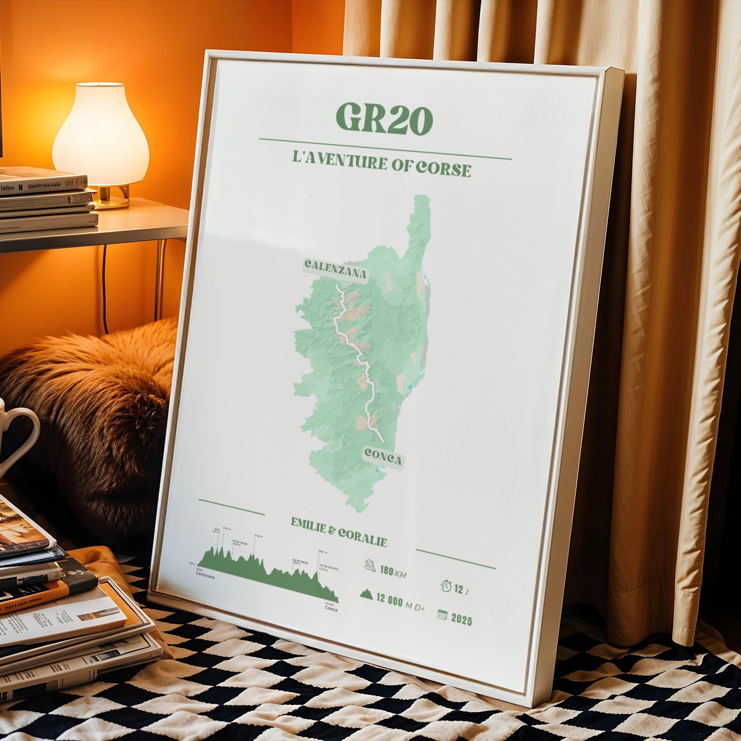 Affiche GR20 personnalisable – Souvenir de randonnée en Corse - Vert - Image 5