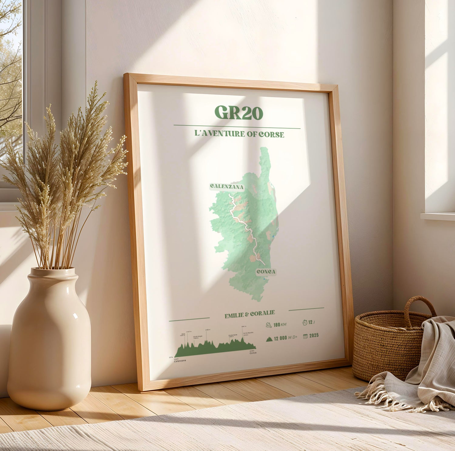 Affiche GR20 personnalisable – Souvenir de randonnée en Corse - Vert - Image 4
