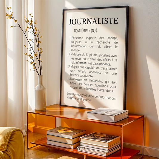 Affiche définition journaliste - Affiche minimaliste pour rédaction - Cadeau journaliste