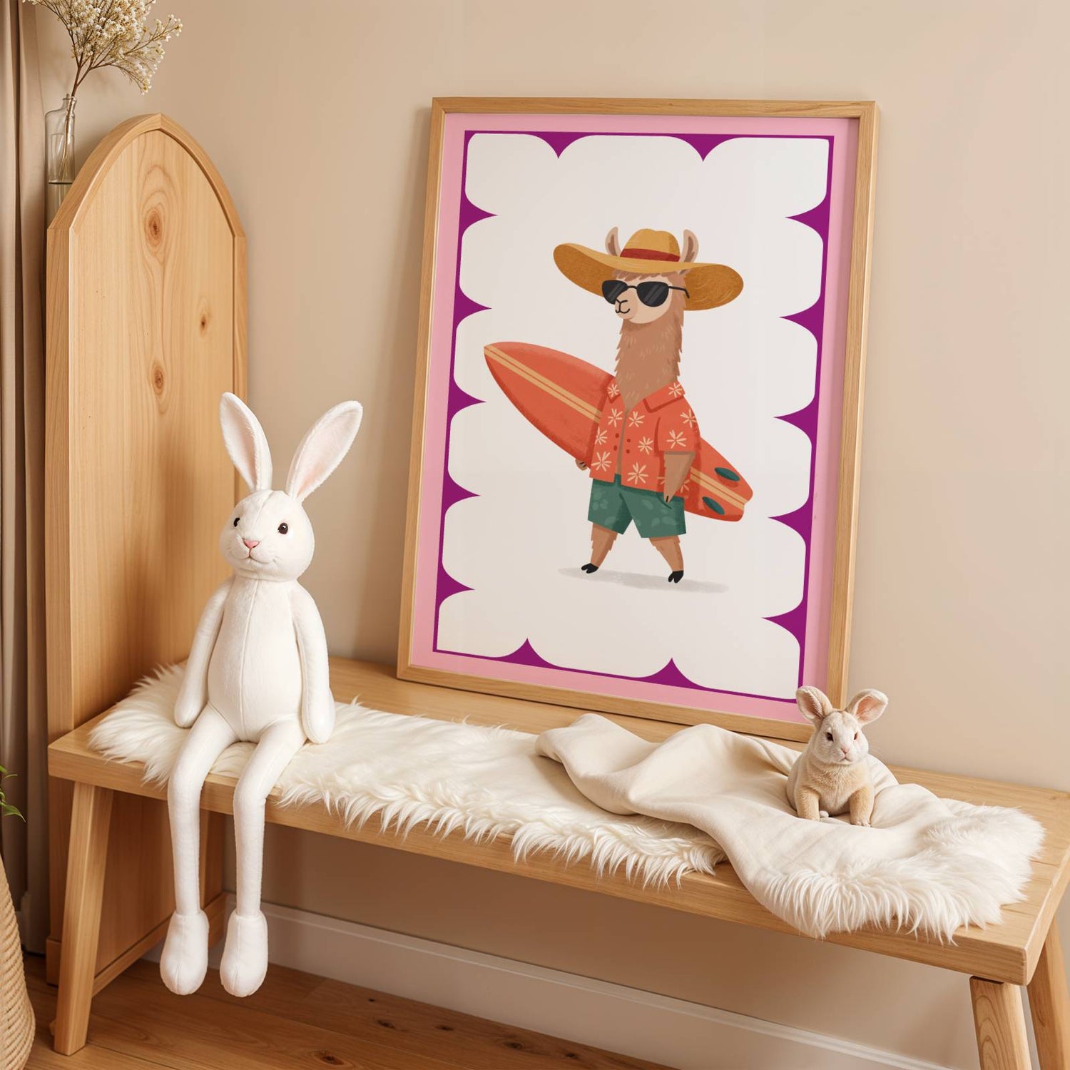 Affiche Lama Surfeur – Poster Coloré Animaux Rigolos Chambre Enfant Dopamine Decor Cadeau Naissance - Image 4