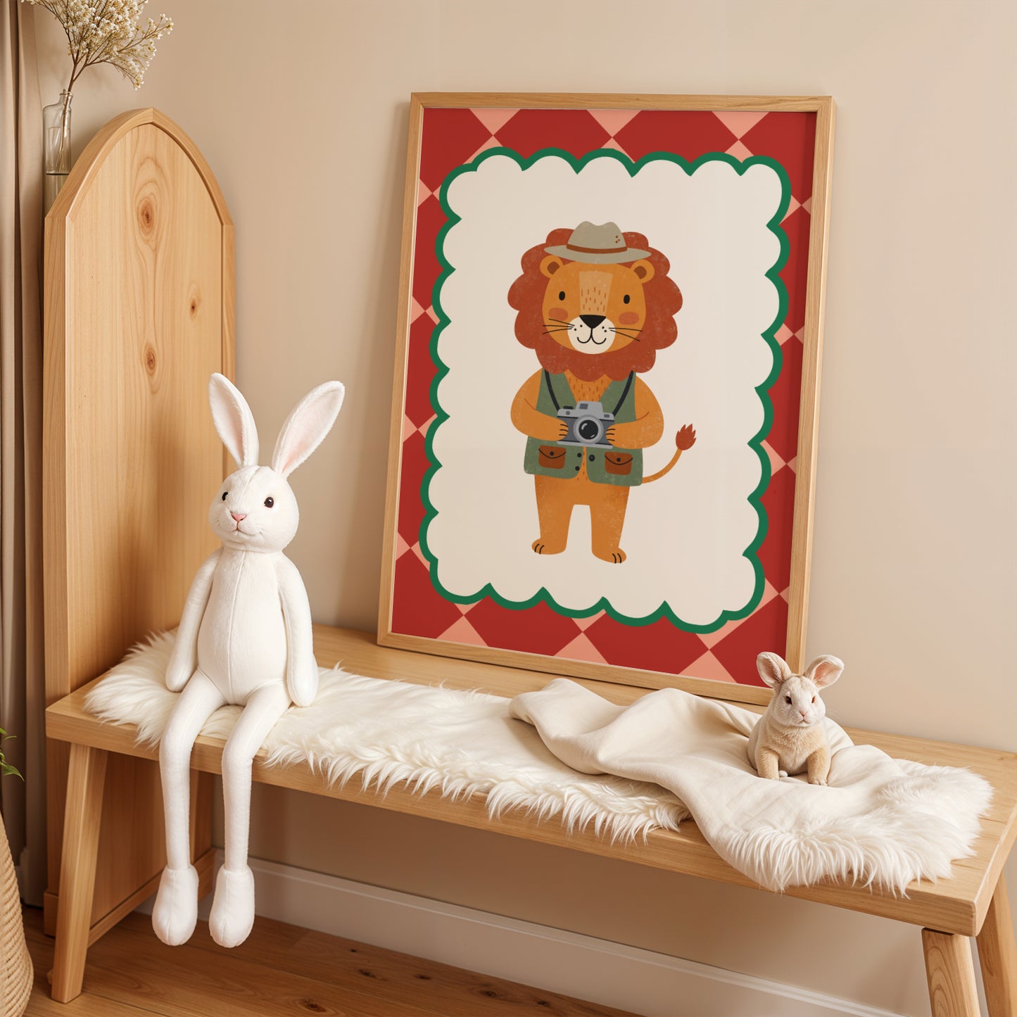 Affiche enfant Lion Photographe avec Appareil Photo Amusant, Poster Imprimable Animaux, Décoration Chambre enfant ou salle de jeux