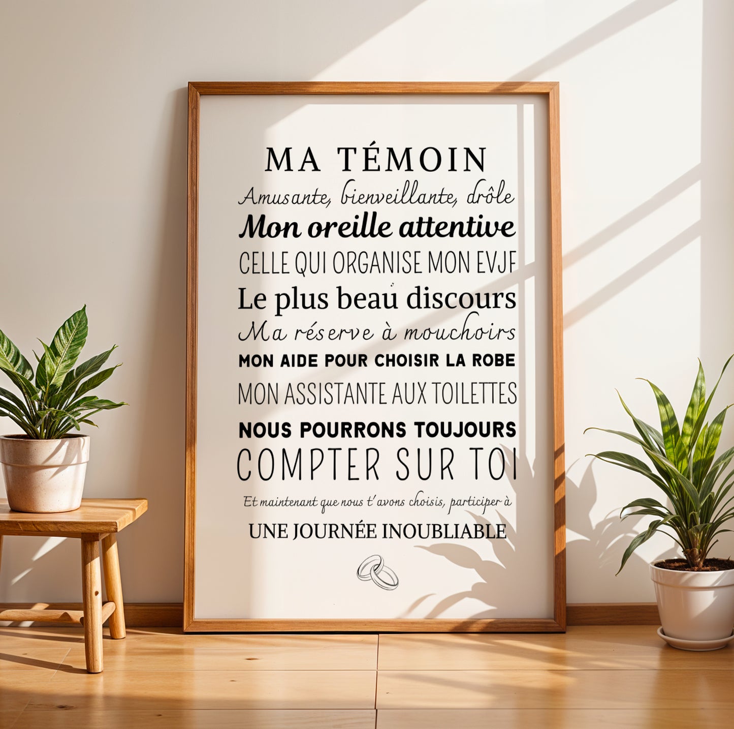 affiche témoin personnalisée, cadeau témoin mariage original, affiche remerciement témoin, idée cadeau témoin personnalisé, affiche super témoin de mariage, décoration mariage personnalisée, création Le Temps des Paillettes, affiche souvenir témoin mariage