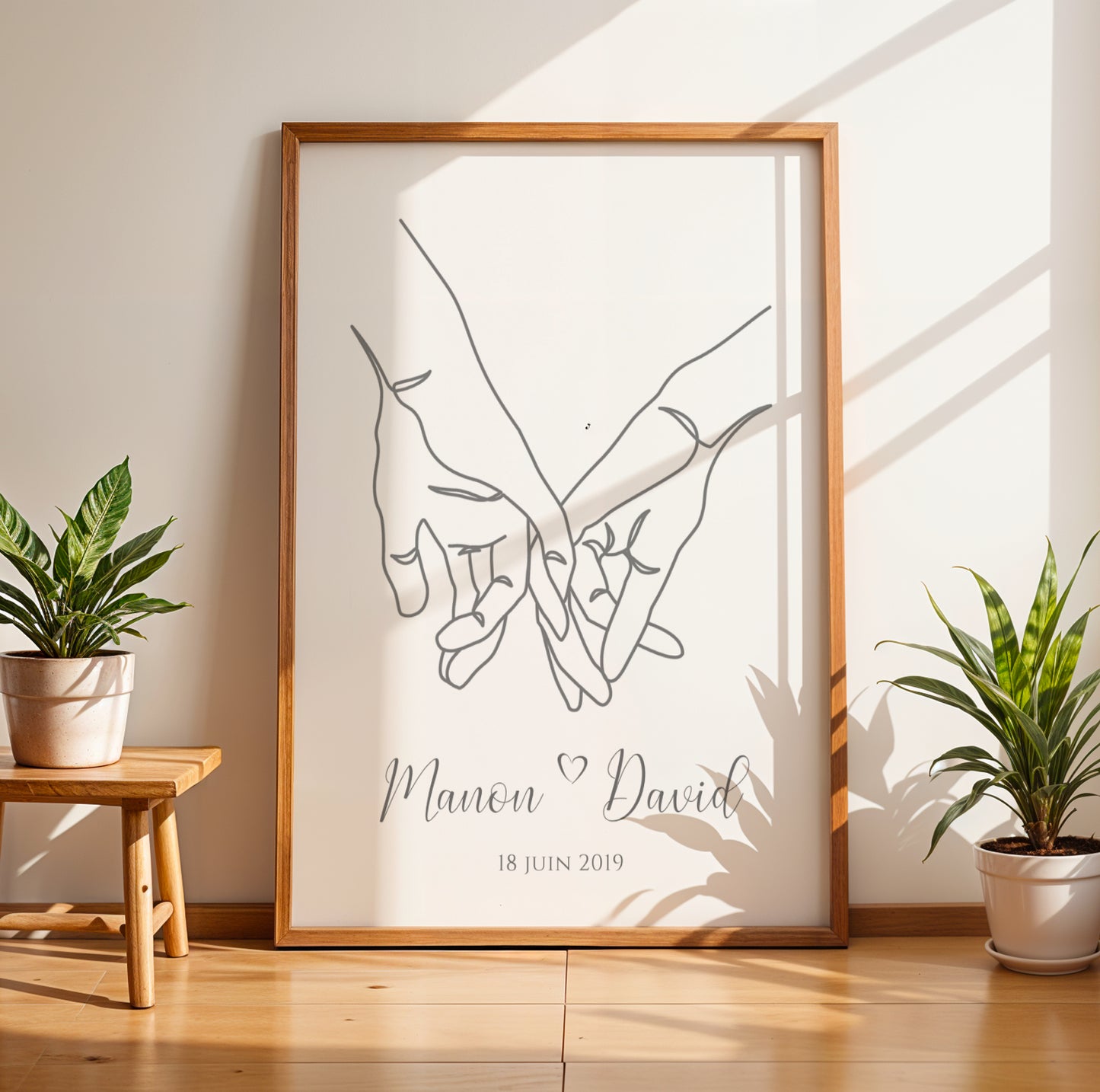 Affiche couple mains single line - Affiche couple minimaliste - Cadeau de Saint valentin  par Le Temps des Paillettes - Image 3