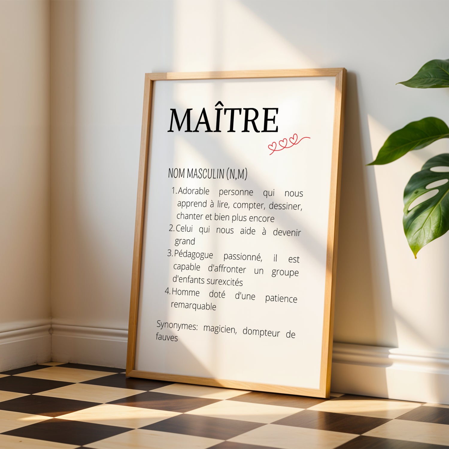 Affiche Définition Maître Personnalisée – Cadeau Maître Original Fin d'Année Scolaire - Image 1