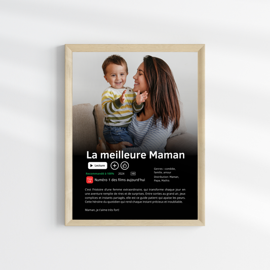 🎬 Affiche Série ou Film Netflix Personnalisée « Meilleure Maman du Monde »