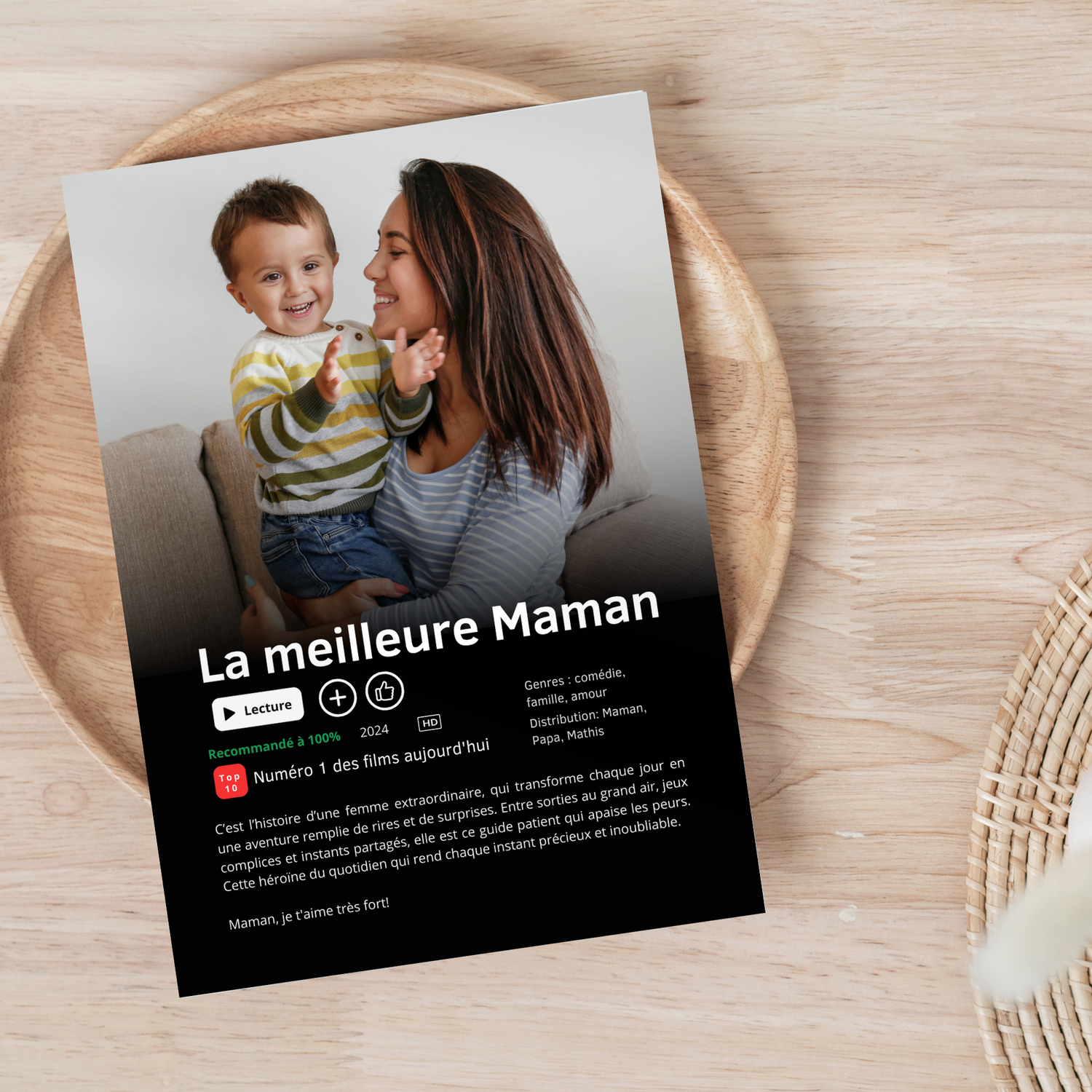 🎬 Affiche Série ou Film Netflix Personnalisée « Meilleure Maman du Monde »