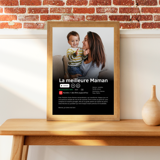 🎬 Affiche Série ou Film Netflix Personnalisée « Meilleure Maman du Monde »