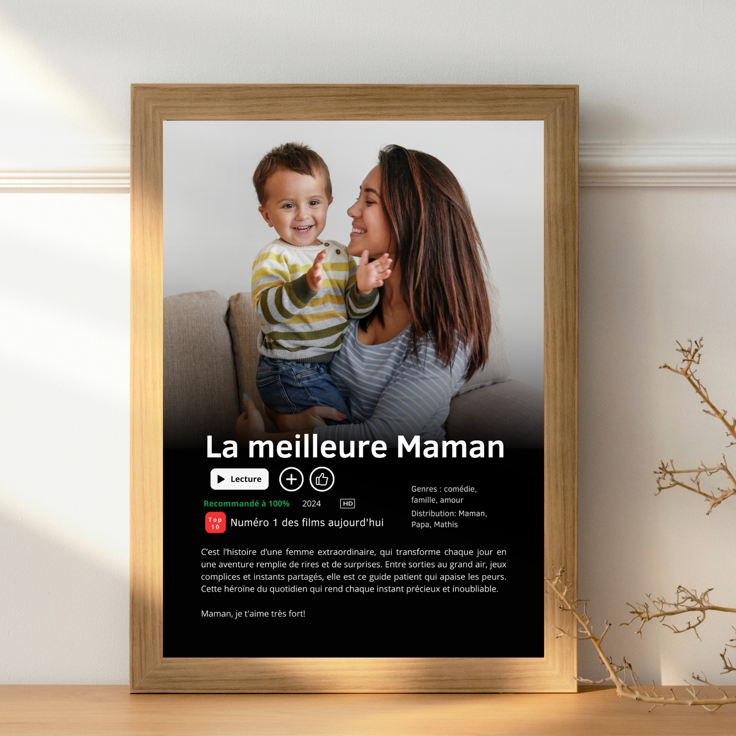 🎬 Affiche Série ou Film Netflix Personnalisée « Meilleure Maman du Monde »