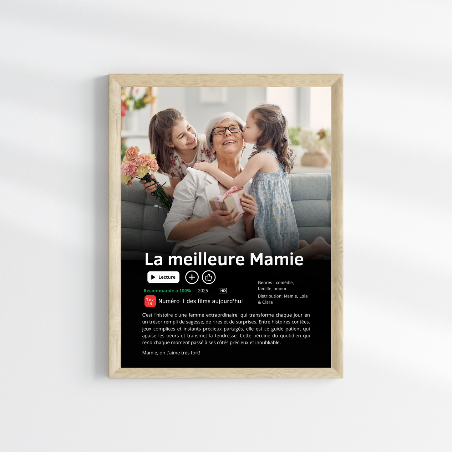 Affiche Netflix Personnalisée « Meilleure Mamie du Monde » avec photo