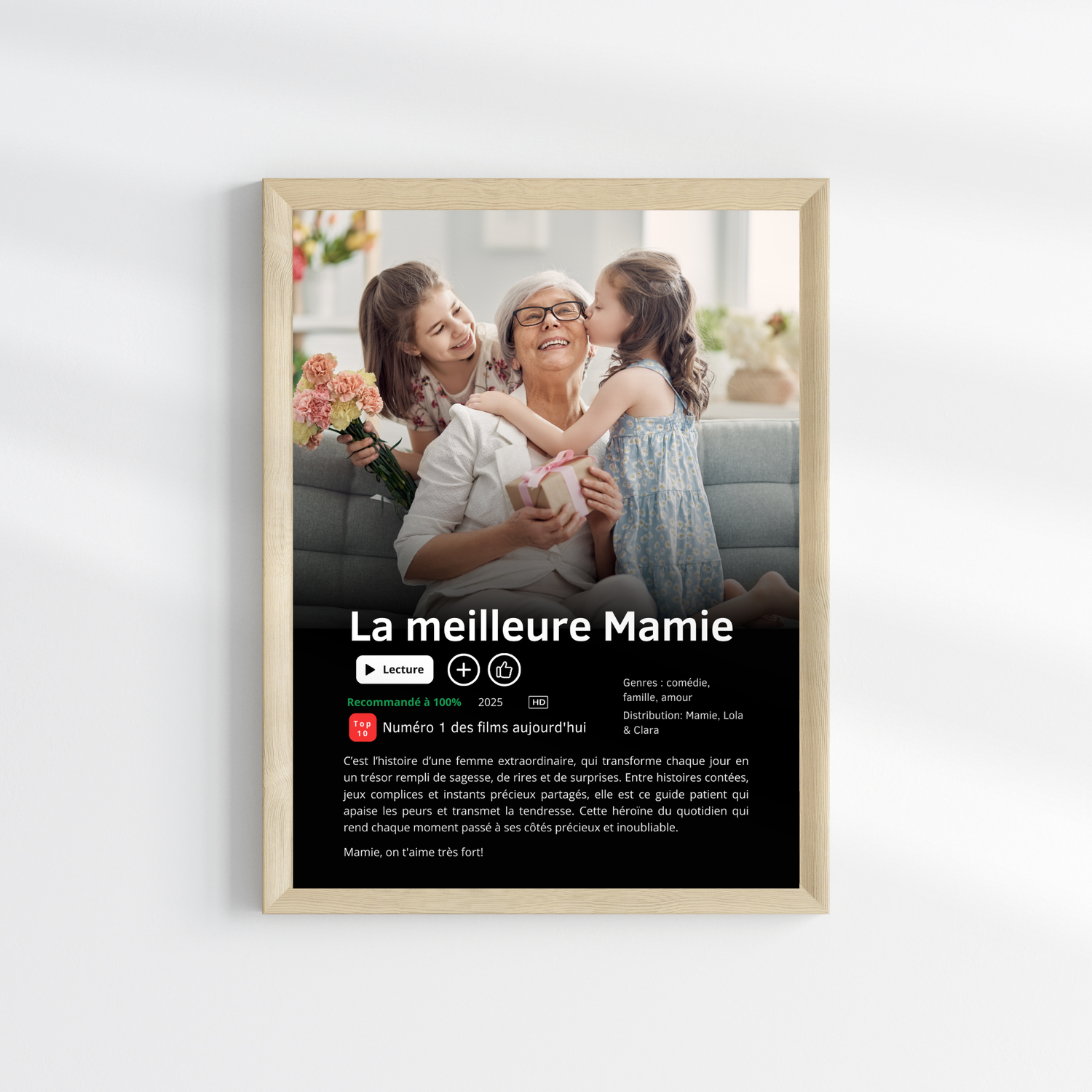 Affiche Netflix Personnalisée « Meilleure Mamie du Monde » avec photo