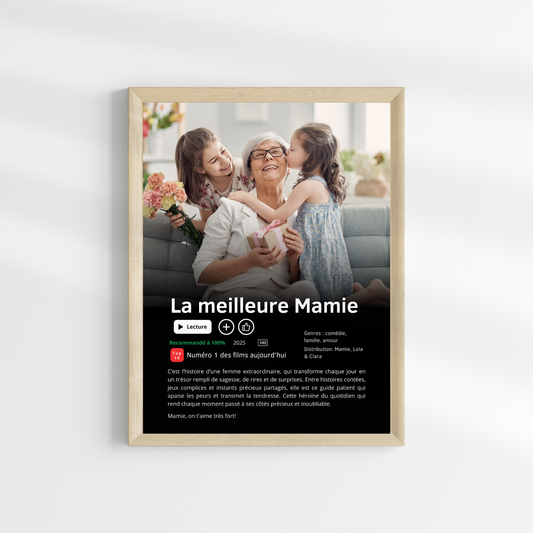 Affiche Netflix Personnalisée « Meilleure Mamie du Monde » avec photo