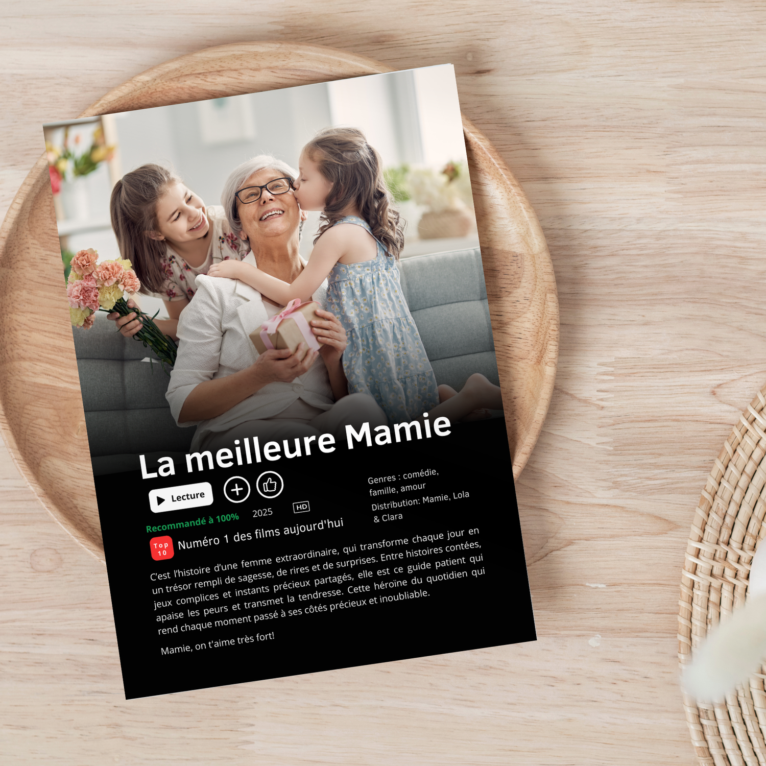 Affiche Netflix Personnalisée « Meilleure Mamie du Monde » avec photo