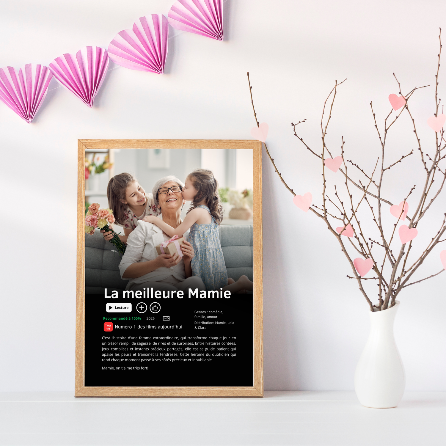 Affiche Netflix Personnalisée « Meilleure Mamie du Monde » avec photo