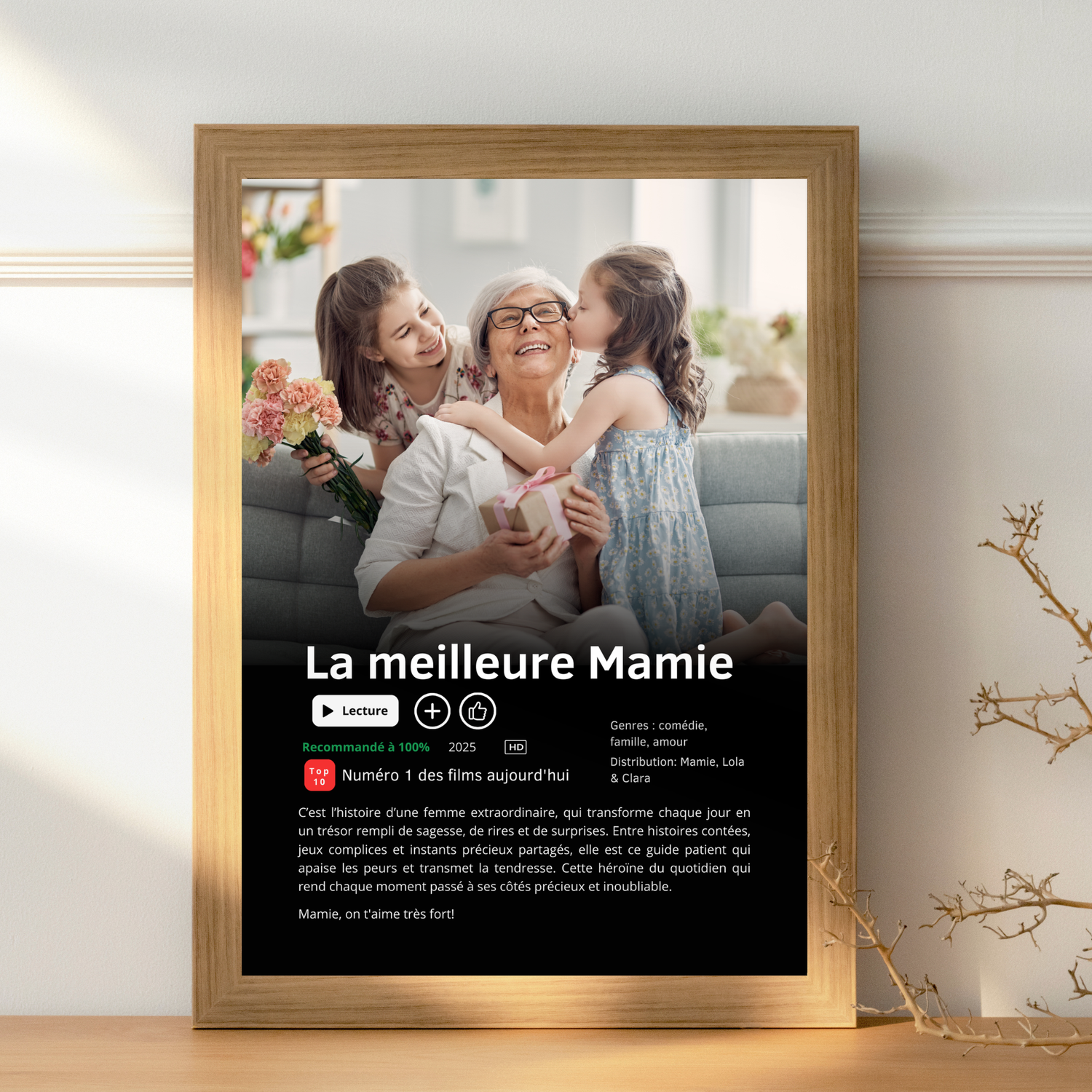Affiche Netflix Personnalisée « Meilleure Mamie du Monde » avec photo