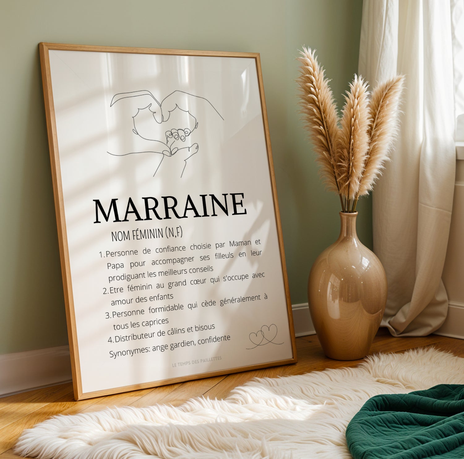Affiche Définition Marraine | Cadeau Personnalisé - Affiche Marraine Single Line - Image 3