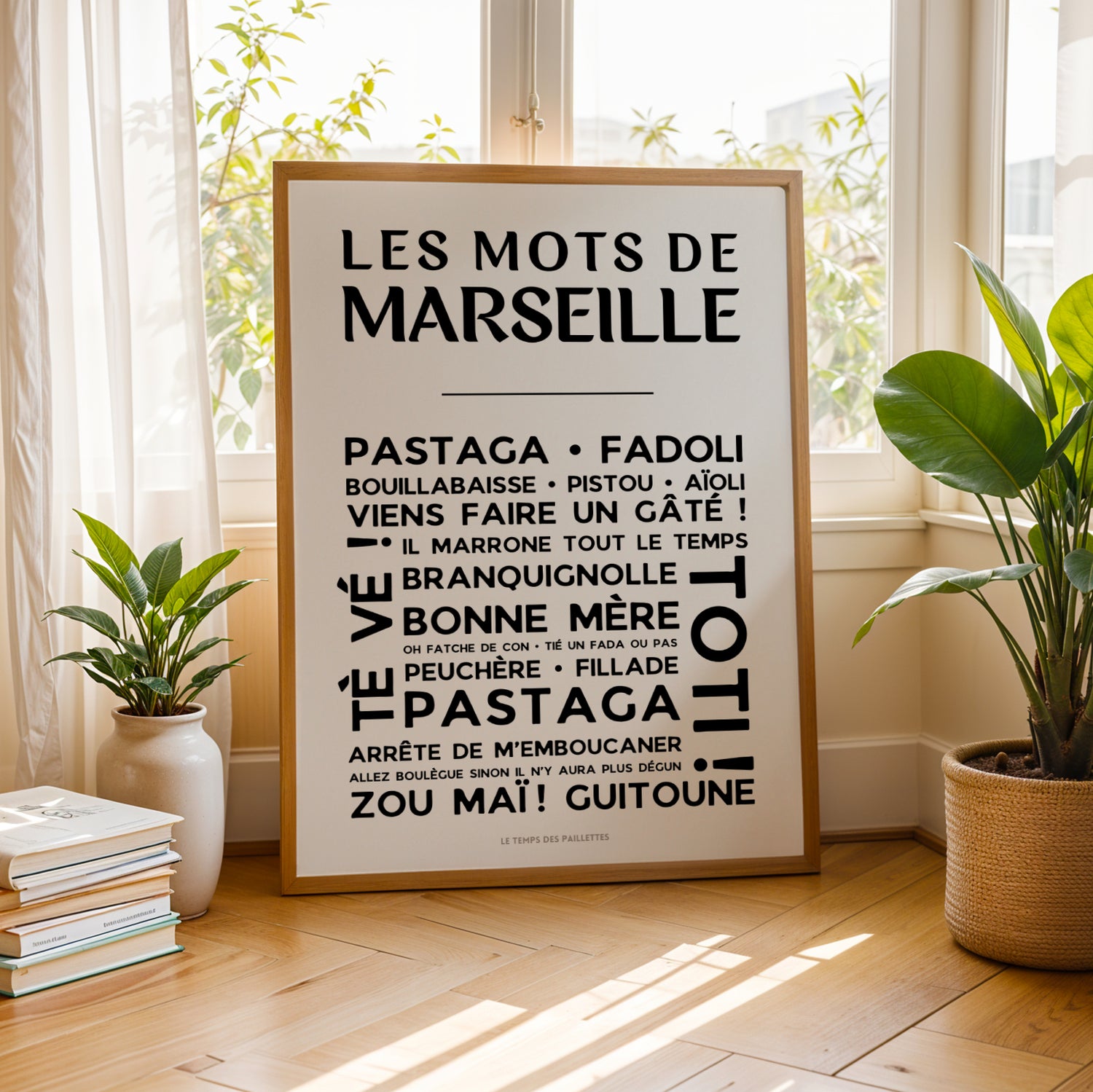 affiche texte marseillais noir blanc mural