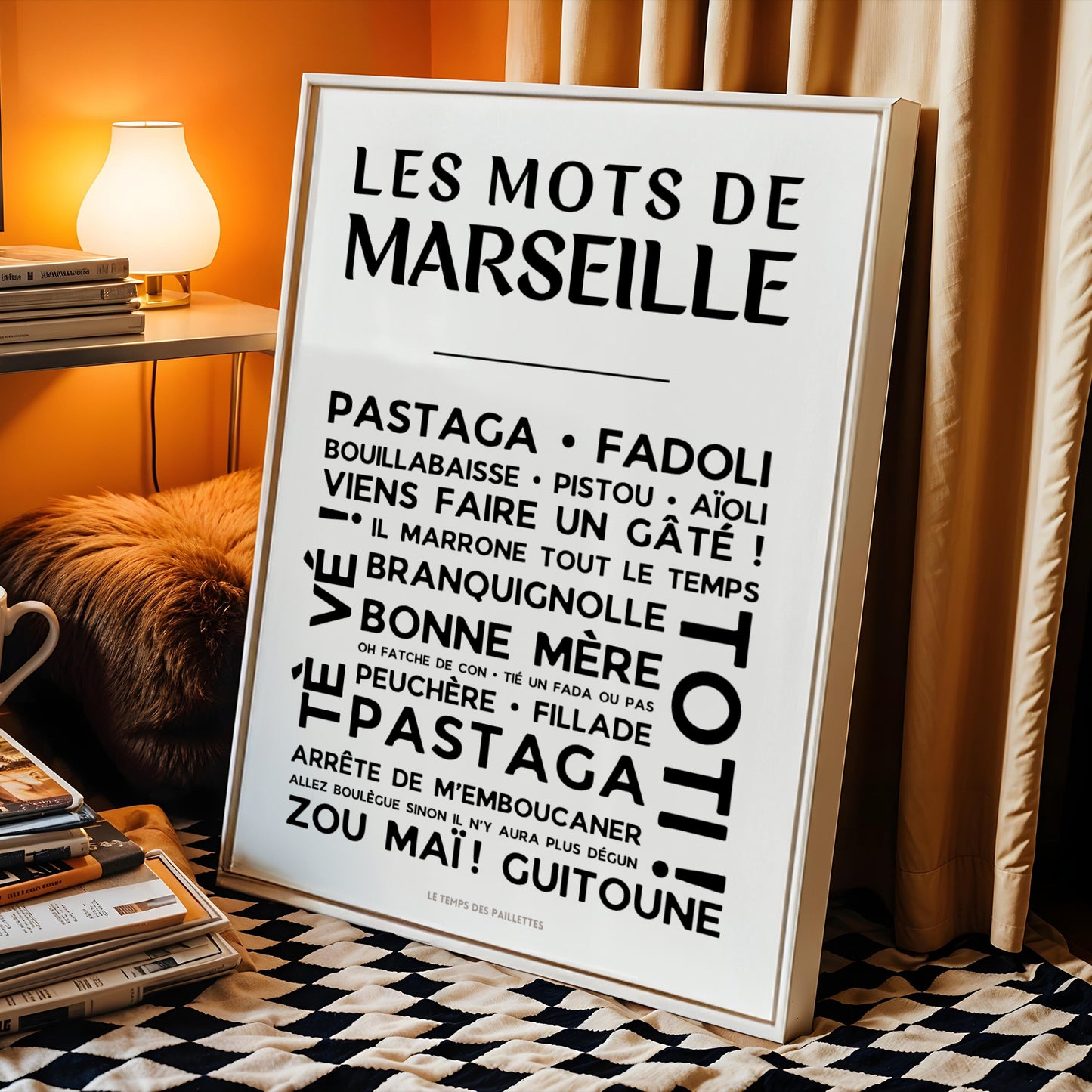 affiche marseille mots marseillais décoration murale typographique sud de la france