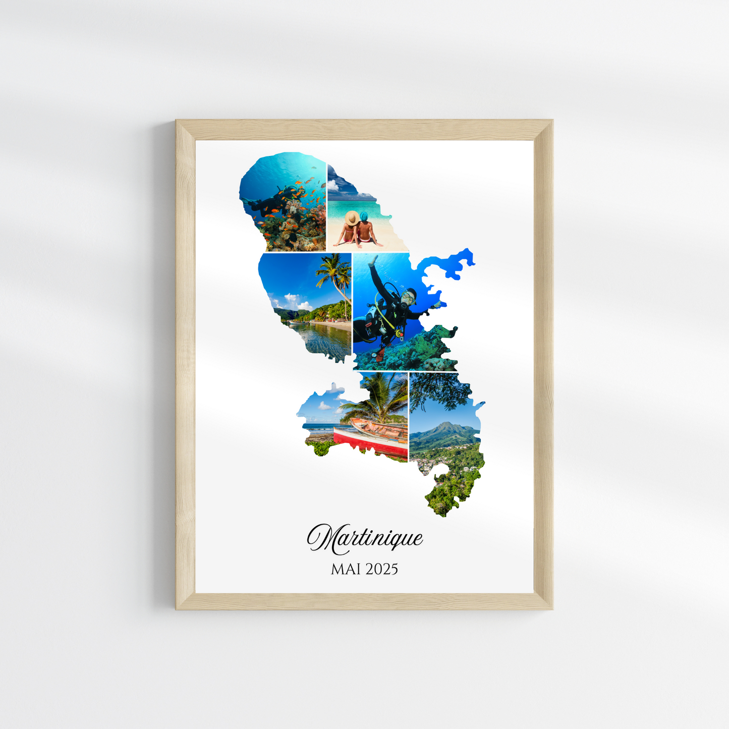 Affiche photos Île de Martinique personnalisée  – Carte & collage photo Martinique