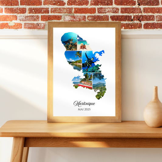 Affiche photos Île de Martinique personnalisée  – Carte & collage photo Martinique