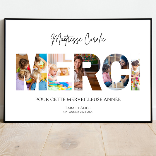 Affiche "MERCI Maîtresse" personnalisée avec photos