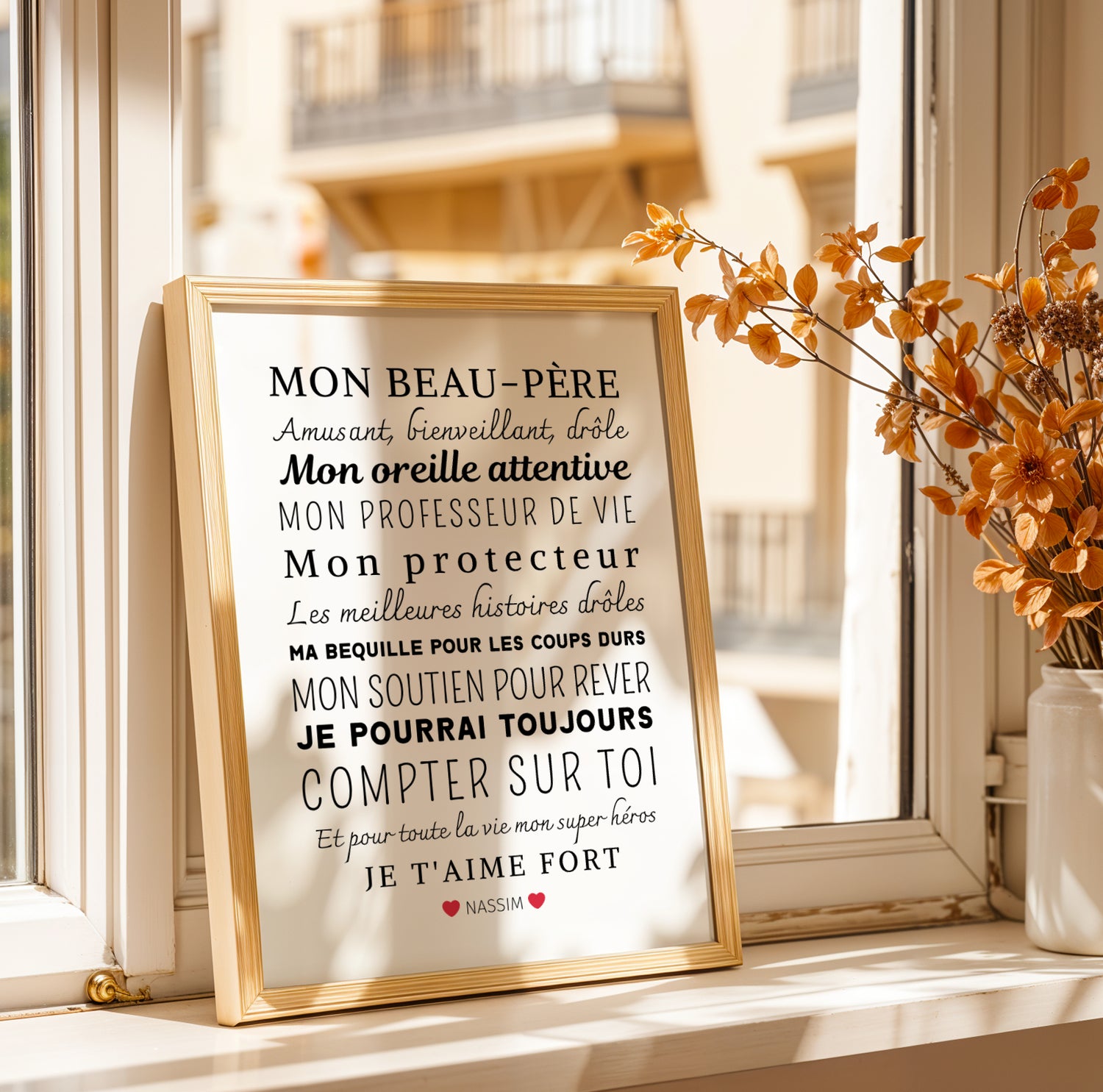 Affiche beau père personnalisée - Cadeau beau papa personnalisée - Cadeau fête des pères  par Le Temps des Paillettes - Image 1
