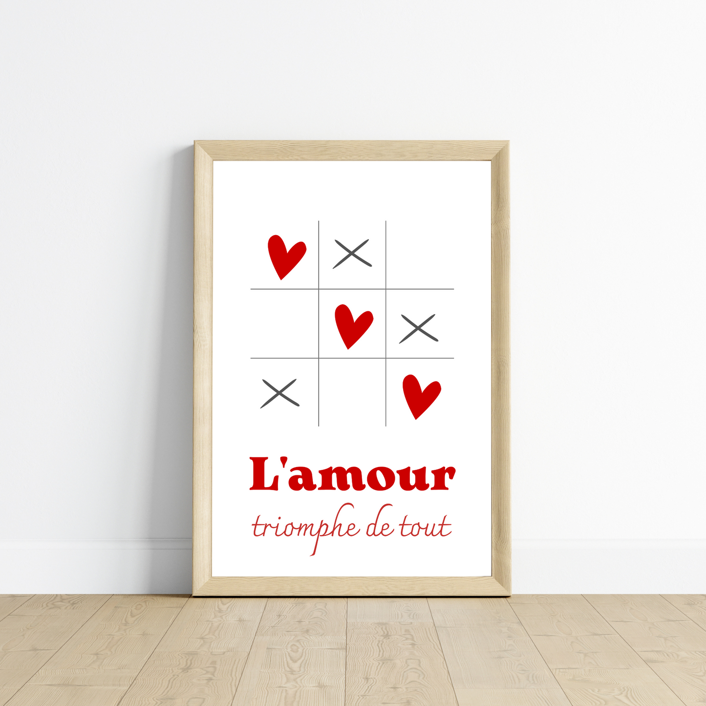 Affiche morpion amour - Affiche couple minimaliste - Cadeau de Saint valentin par Le Temps des Paillettes