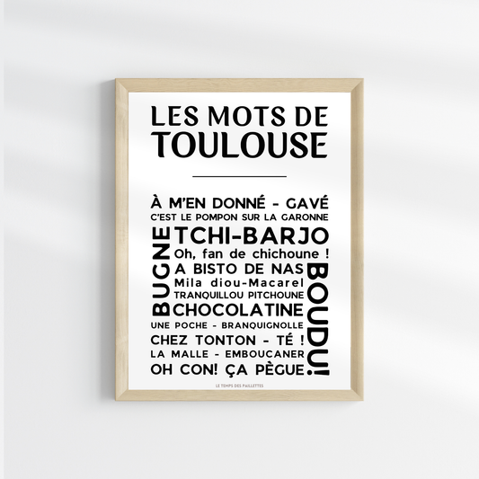 Affiche Les Mots de toulouse – Poster mots et expressions Occitanie
