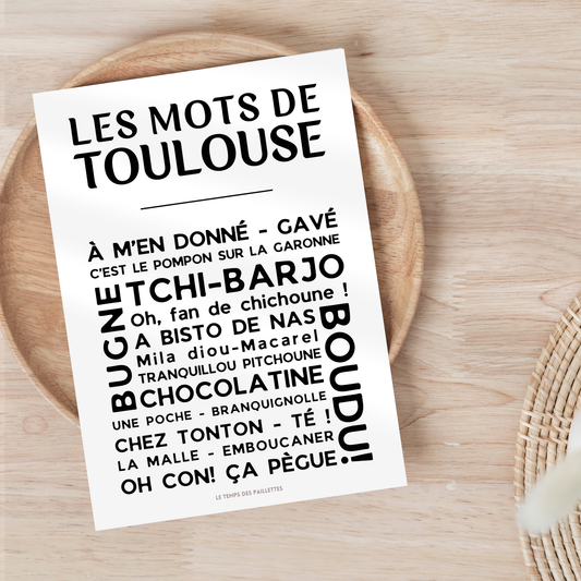 Affiche Les Mots de toulouse – Poster mots et expressions Occitanie