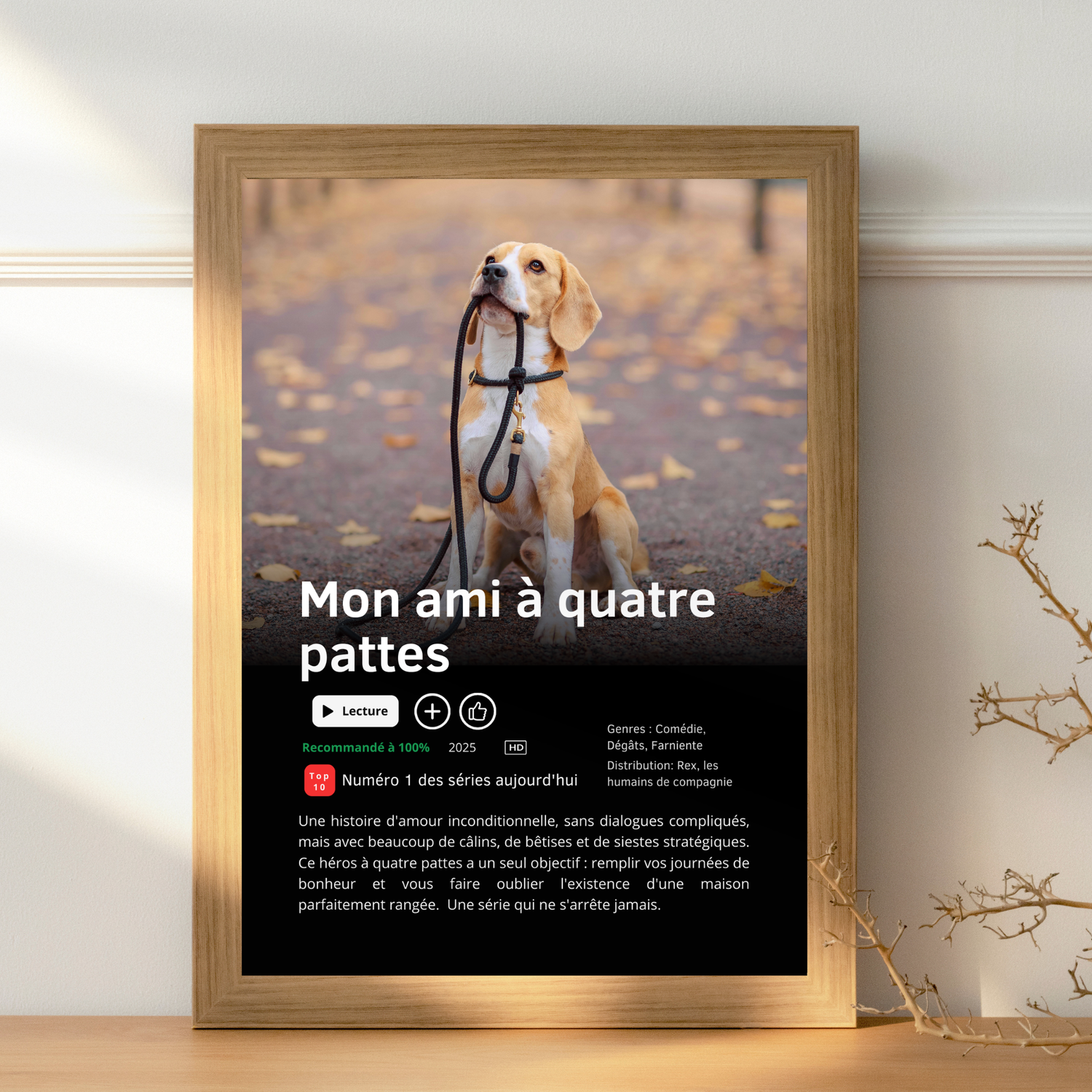🐾 Affiche Série ou Film Netflix Personnalisée  Chien & animaux de compagnie